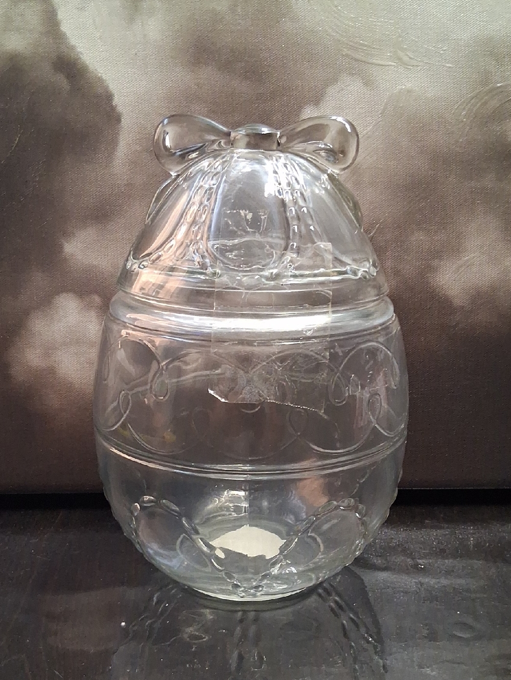 Anchor Hocking Clear Glass Decorative Jar with Bow Accent